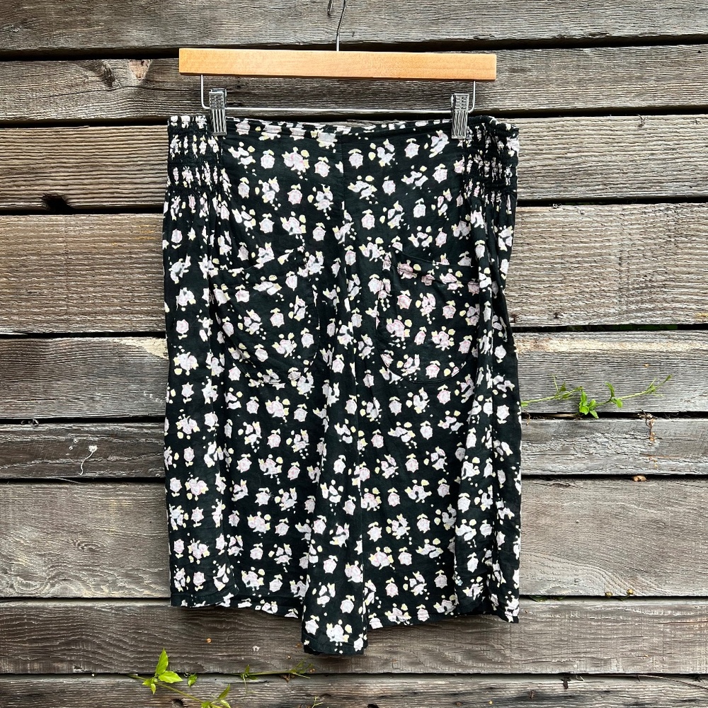 Kerry Cassill A-line rose printed cotton skirt - knee length Size M/L